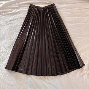 Buru Black Pleather Pleated Skirt